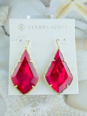 Kendra Scott Alex faceted large cranberry illusion gold earrings